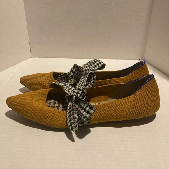 Rothy's Womens The Mary Jane Golden Stretch Knit/Gingham Ballet Flats SZ 10.5 - Picture 2 of 9
